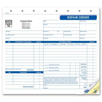   Repair Orders, Garage, Carbonless, Small Format 