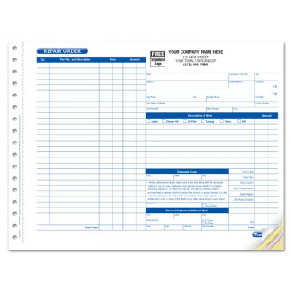 Large Garage Repair Order Forms