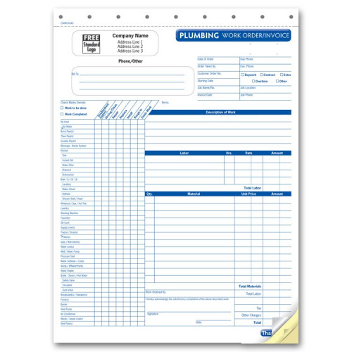 Plumbing Invoices with Checklist Plumbing Invoices with Checklist