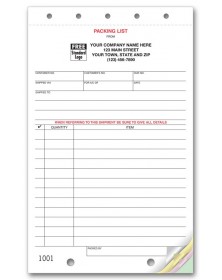 Consecutively Numbered Packing Lists shipping forms