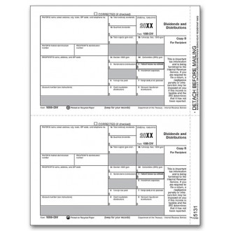 Laser 1099 DIV Income, Recipient Copy B, Bulk