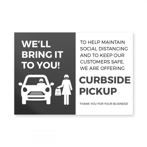 Curbside Pick Up Window Cling  6" x 4" Black Pack of 25 
