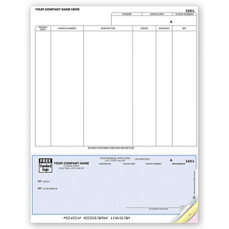 Laser Bottom Accounts Payable Check, 7.5" Voucher