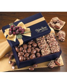  Navy Gift Box with English Butter Toffee & Milk Chocolate Almonds (NV1006) - Gift Boxes  - Promotional Food Gifts | Printez.com