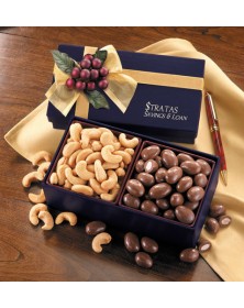  Navy Gift Box with Milk Chocolate Almonds & Jumbo Cashews  (NV120) - Gift Boxes  - Promotional Food Gifts | Printez.com