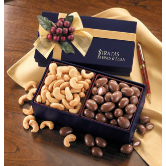 Navy Gift Box with Milk Chocolate Almonds & Jumbo Cashews 