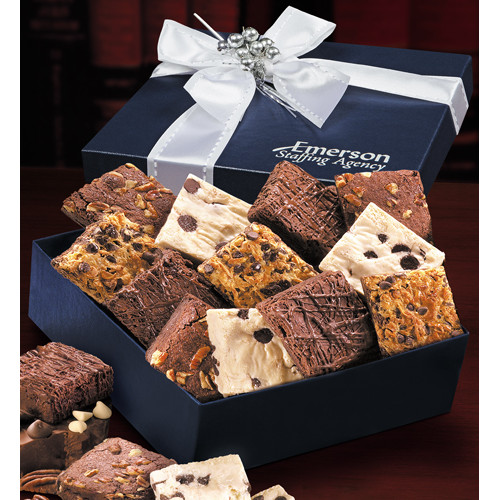Navy Gift Box with Gourmet Brownie Assortment 