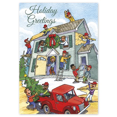 Cheerful Contractors Holiday Cards 