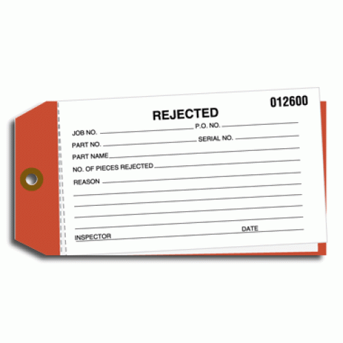 Rejected Material Control Tags Rejected Material Control Tags