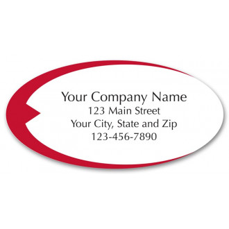 Preprinted Poly Labels with Red Swish Design