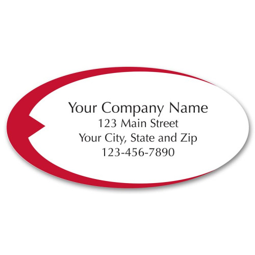 Preprinted Poly Labels with Red Swish Design Preprinted Poly Labels with Red Swish Design