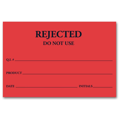 Red Rejected Product Label Tags Red Rejected Product Label Tags