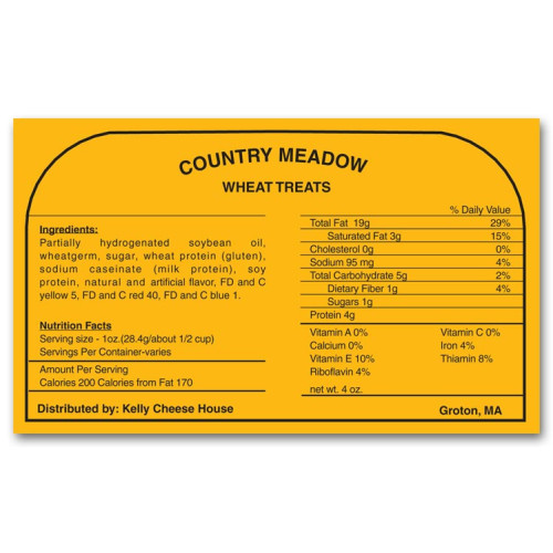 Square Corner Product Nutrition Label 