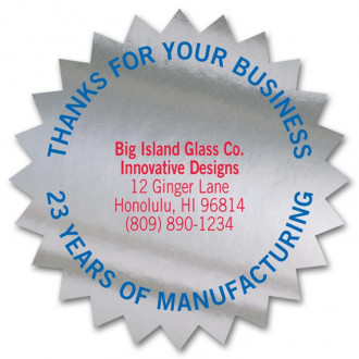 Poly Custom Silver Thank You Label