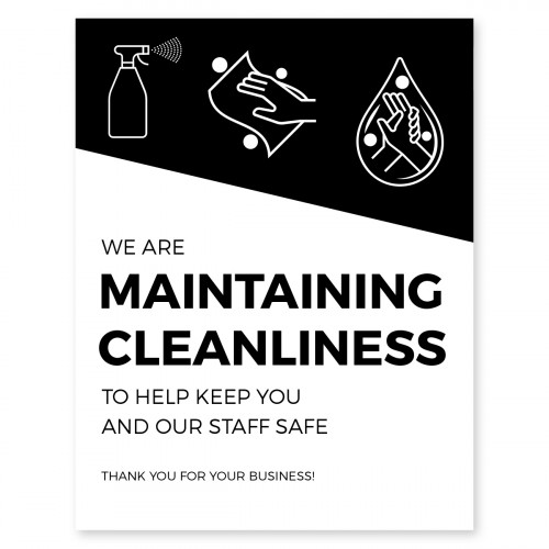 Maintaining Cleanliness Poster 11" x 17" Black Pack of 6 