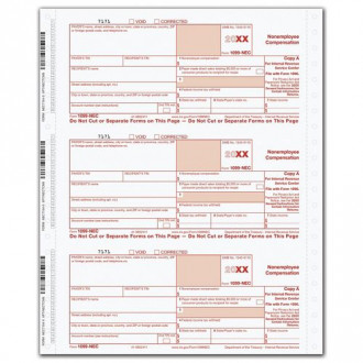 Continuous 1099-NEC 3 Parts Carbonless Copy A B & C