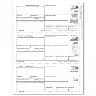 Laser 1099-NEC Recipient Copy B Payee & State / Copy C & State