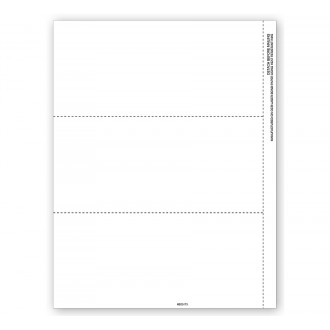 Bulk Laser 1099-NEC 3Up Blank Copy B Backer Cut Sheet with Stub