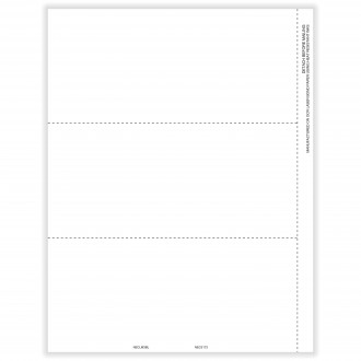 Laser 1099 NEC 3Up Blank Copy B Backer Cut Sheet with Stub