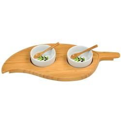 Two Bowl Leaf Serving Platter