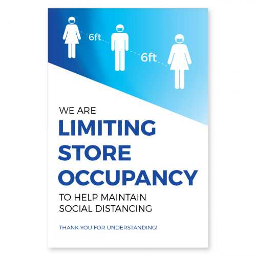 Store Occupancy Window Cling  6" x 4" Blue Pack of 25 