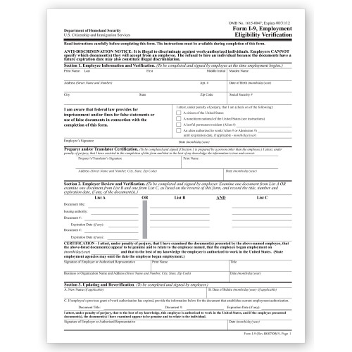 I 9 Employment Eligibility Verification I 9 Employment Eligibility Verification