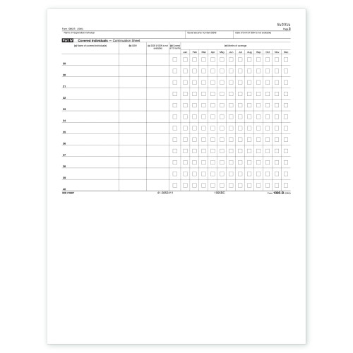 Laser 1095-B ACA Continuation Sheet, Employee Copy Laser 1095-B ACA Continuation Sheet, Employee Copy
