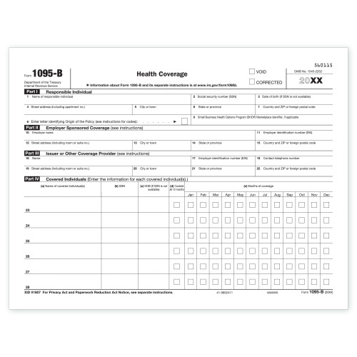 Laser 1095-B ACA Health Coverage, IRS Copy Laser 1095-B ACA Health Coverage, IRS Copy