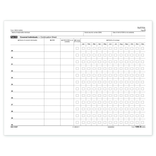 Laser 1095B ACA IRS Copy Continuation Sheet Laser 1095B ACA IRS Copy Continuation Sheet