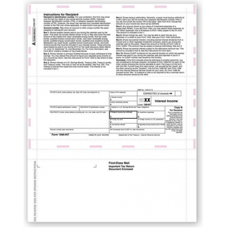 Laser 1099 INT Income, Copy B, Pressure Seal