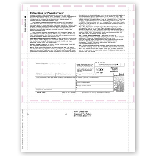 Laser 1098 Mortgage Interest, Pressure Seal Laser 1098 Mortgage Interest, Pressure Seal