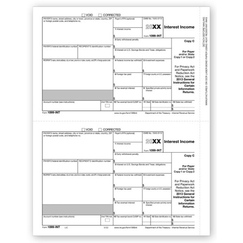 Laser 1099 INT Income, State Copy C, Bulk Laser 1099 INT Income, State Copy C, Bulk