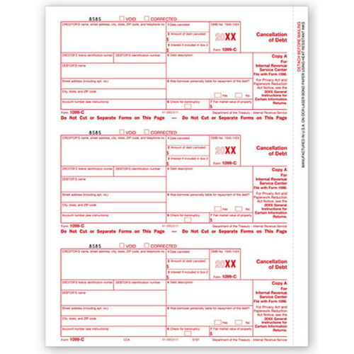 Laser 1099 C, Federal Copy A Laser 1099 C, Federal Copy A
