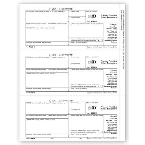 Laser 1099 S, Payer/State Copy C Laser 1099 S, Payer/State Copy C