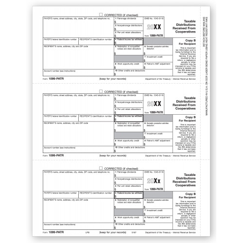Laser 1099 PATR, Payer and/or Borrower Copy B Laser 1099 PATR, Payer and/or Borrower Copy B
