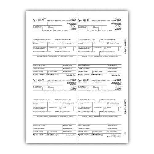 4 Up Laser 1099 R Payer, State, Local or File Copy Bulk 4 Up Laser 1099 R Payer, State, Local or File Copy Bulk