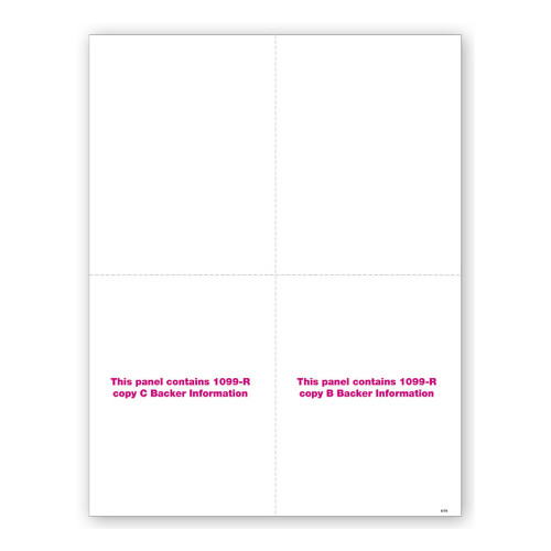 4 Up Blank Laser 1099 R with Backer, Bulk 4 Up Blank Laser 1099 R with Backer, Bulk