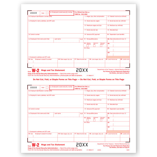 Laser W 2, Federal Copy A, Bulk Laser W 2, Federal Copy A, Bulk
