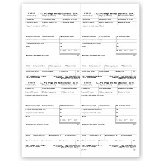 4 Up Laser W 2, Employer Copy, W Style, Bulk