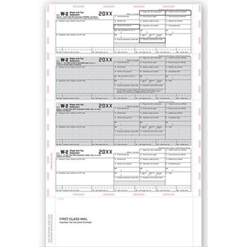 14" 4-Up Laser W-2, Employee Copy, Horiz, Pressure Seal 14" 4-Up Laser W-2, Employee Copy, Horiz, Pressure Seal