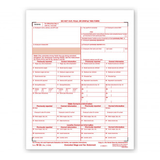 Laser W 2C Corrected Wage & Tax Statement, SSA Copy A