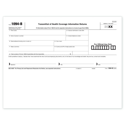 Laser 1094-B Transmittal Health Coverage Laser 1094-B Transmittal Health Coverage