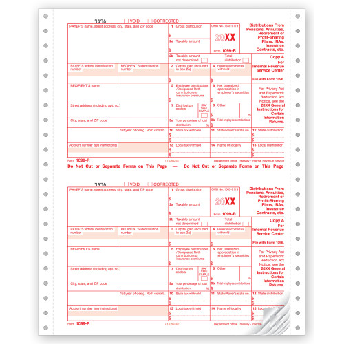 Continuous 1099 R, Carbonless, Dated Continuous 1099 R, Carbonless, Dated