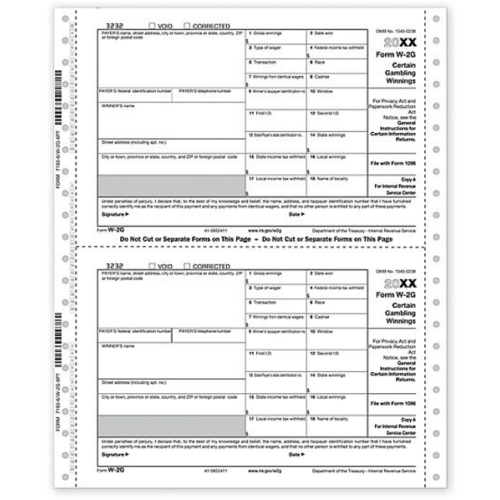 Continuous Federal Tax Form W 2G Continuous Federal Tax Form W 2G