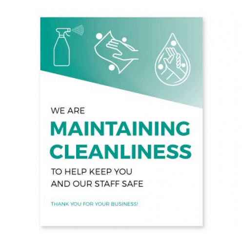 Maintaining Cleanliness Poster 18" x 24" Teal Pack of 6 